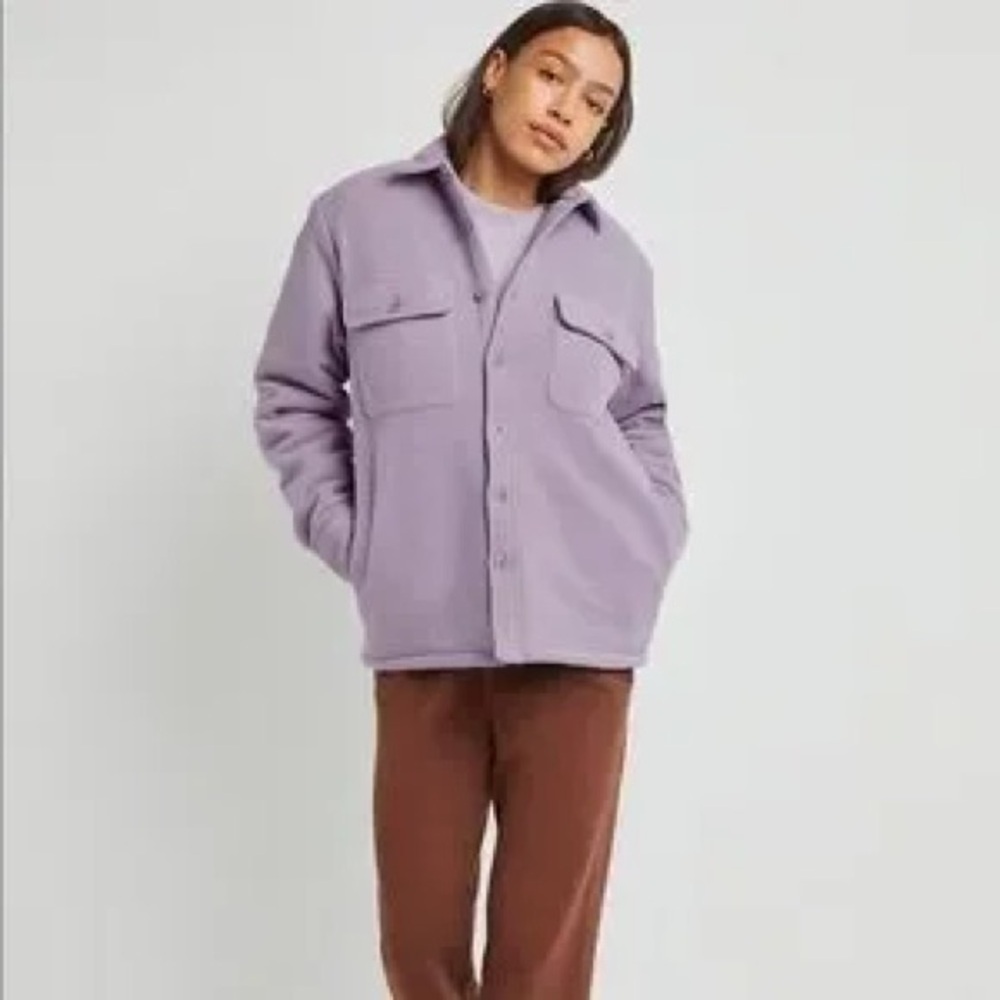TNA Lavender Purple Ash Mauve Polar Fleece Quilted Shirt Jacket Size 1 (XS) - Picture 3 of 11